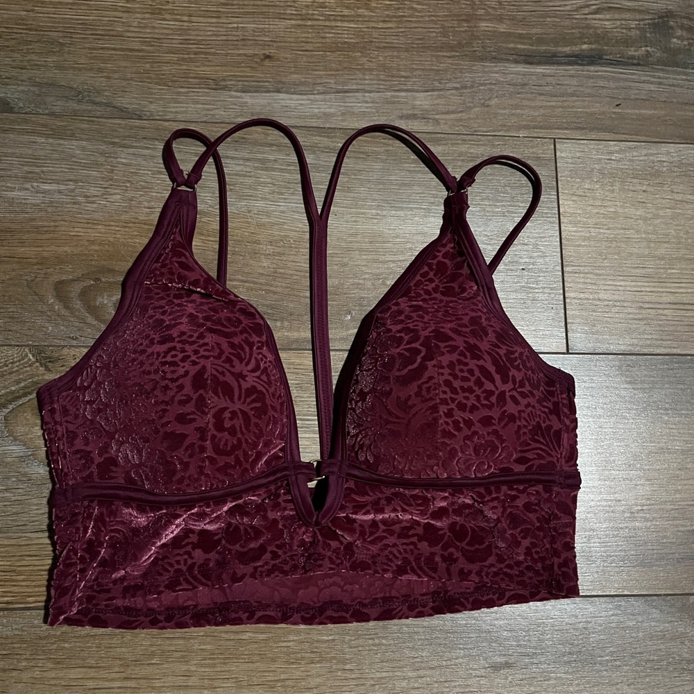 Elegant Lace Bralette in Deep Burgundy